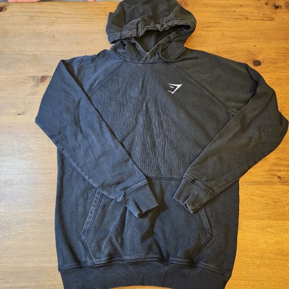 Gymshark Crest Men's Black Hoodie Sweatshirt Size XS Logo Athleisure Long Sleeve - Picture 1 of 8